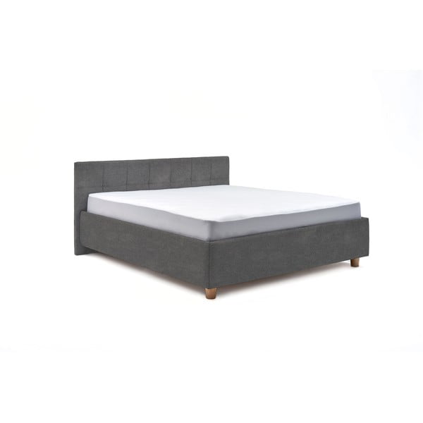 Svijetlo sivi bračni krevet s rešetkom i prostorom za odlaganje ProSpánek Leda, 180 x 200 cm