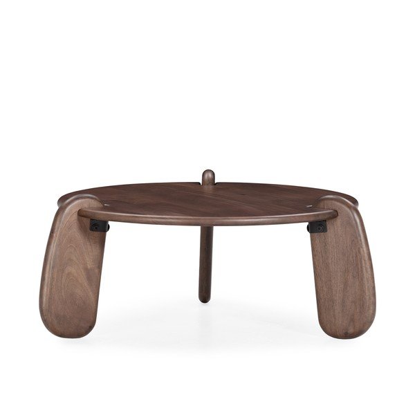 Tamno smeđi okrugao stolić za kavu od masivnog manga ø 80 cm Tamira – MOME-image-2
