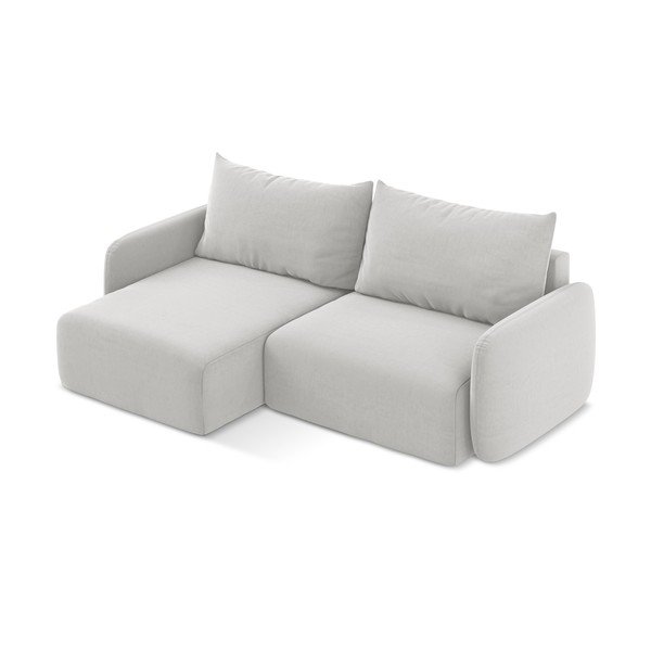 Svijetlo siva baršunasti sklopiva/s prostorom za odlaganje kutna garnitura (s lijevim kutom/s ležaljkom) Kalena – Makamii-image-3