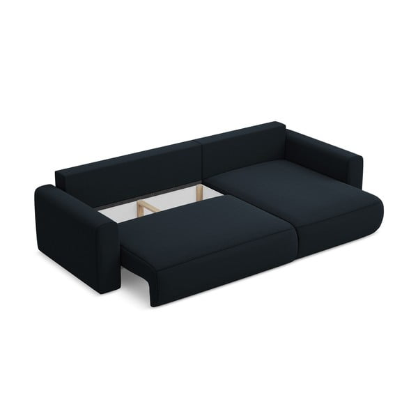 Tamno plava baršunasti sklopiva/s prostorom za odlaganje kutna garnitura (s desnim kutom/s ležaljkom) Kapua – Makamii-image-4