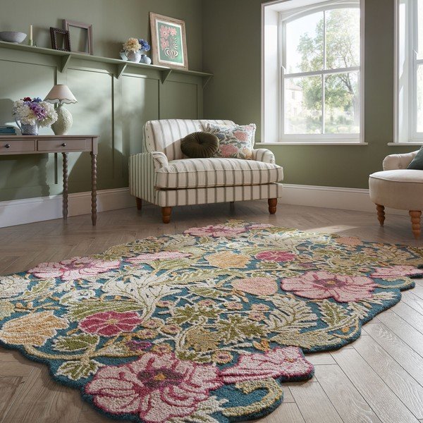 Ručno rađen vunen tepih 120x170 cm Daphne Shaped Floral – Flair Rugs-image-1
