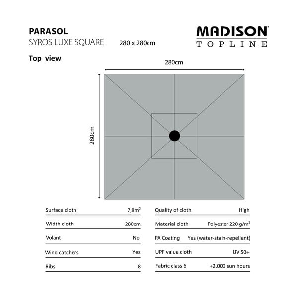 Zeleni suncobran 280x280 cm Syros - Madison-image-2