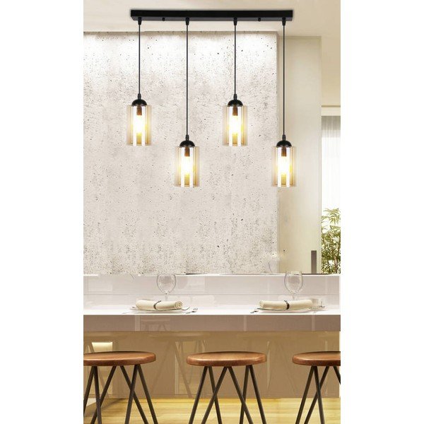 Crno viseće svjetlo sa staklenim sjenilom 10x65 cm Bistro - Candellux Lighting-image-1