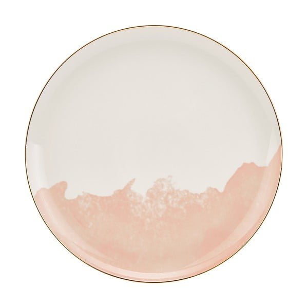 Set od 2 ružičasta i bijela porculanska tanjura Westwing Collection Rosie, ø 26 cm