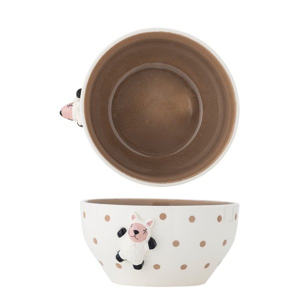 Bijela/smeđa dječja zdjelica od kamenine ø 14 cm Dolly – Bloomingville Mini-image-3