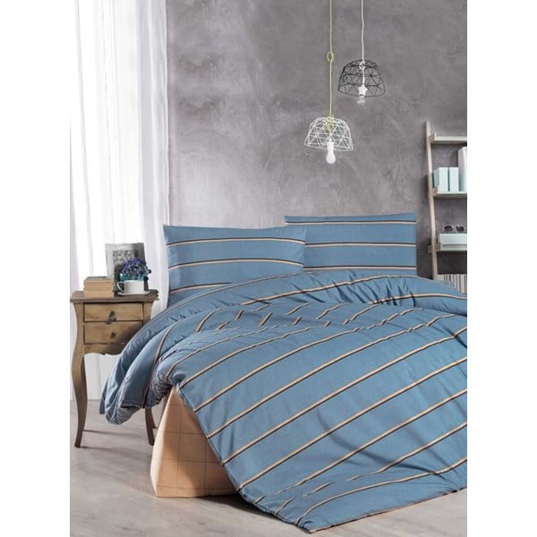 Plava posteljina za bračni krevet/za produženi krevet s uključenom plahtom 200x220 cm – Mila Home