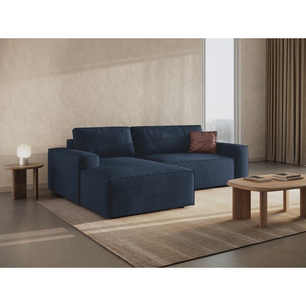 Tamno plava sklopiva kutna garnitura od bouclé tkanine (s lijevim kutom) Jodie – Micadoni Home-image-1