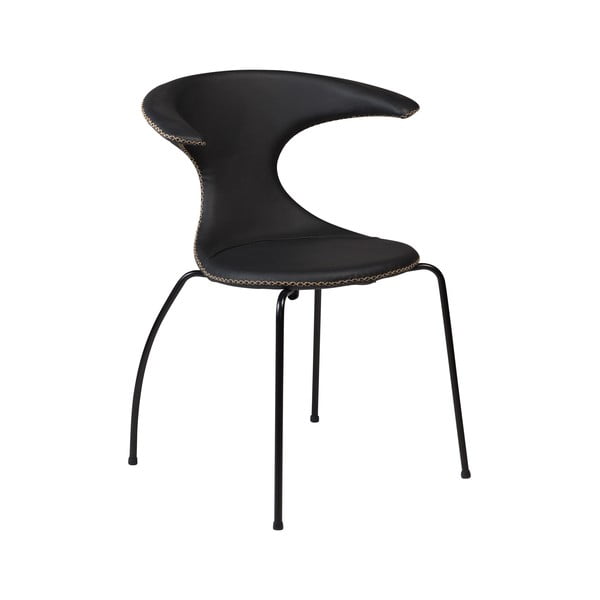 Blagovaonska stolica od crne kože s metalnom bazom DAN-FORM Denmark Flair