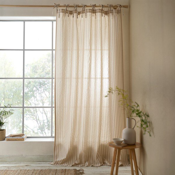 Bež zavjesa 140x229 cm Zanzibar Woven Stripe – Pineapple Elephant-image-1