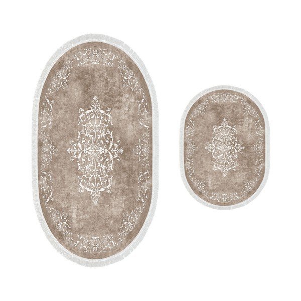 Smeđe-sive kupaonske prostirke u setu 2 kom 60x100 cm – Foutastic