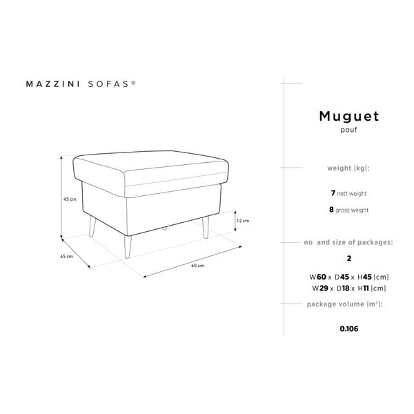 Plavi tabure Mazzini Sofas Muguet, 60 x 45 cm-image-4