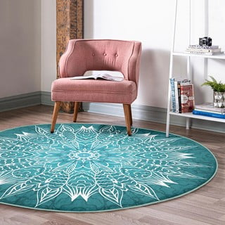 Tirkizni periv/pogodan za robotski usisavač okrugli tepih ø 100 cm Comfort – Mila Home