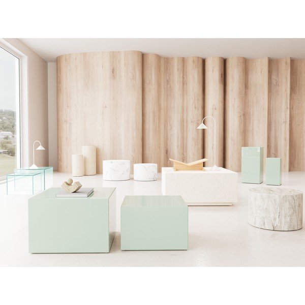 Stakleni stolići za kavu u setu 2 kom 50x50 cm Dice – Actona-image-1