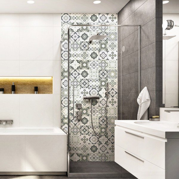 Set od 30 zidnih naljepnica Ambiance Cement Tiles Shades of Grey Oslo zidne naljepnice, 15 x 15 cm-image-1