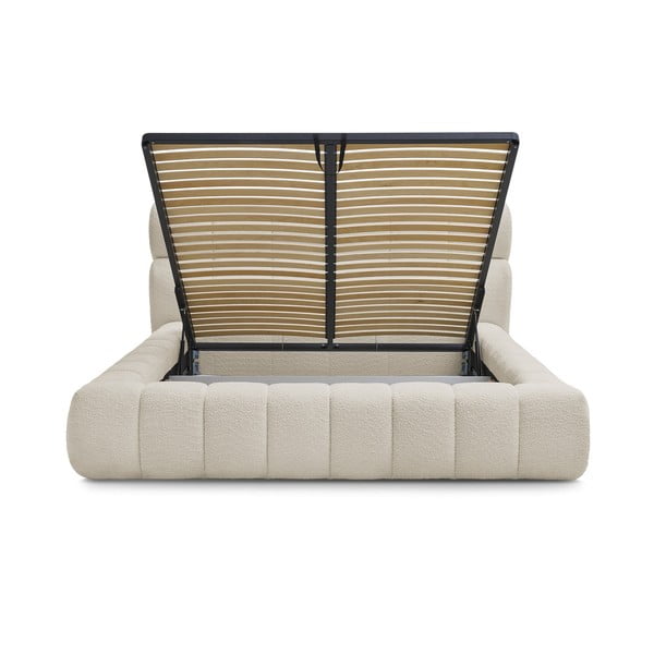 Bež tapecirani bračni krevet s prostorom za odlaganje s podnicom 180x200 cm Mont Blanc – Bobochic Paris-image-3