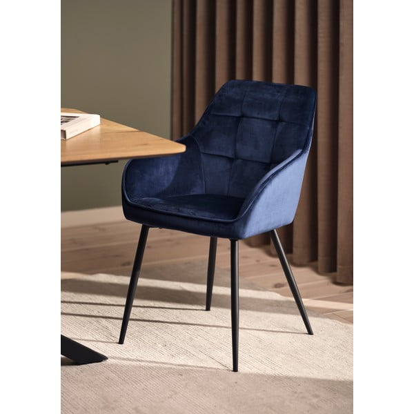 Tamno plave podstavljene blagovaonske stolice u setu s naslonima za ruke 2 kom Nolan Square – Unique Furniture-image-1