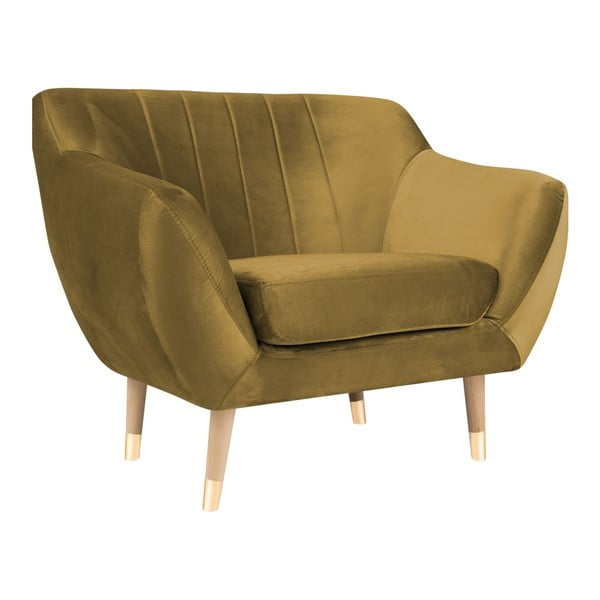 Baršunasta fotelja u zlatnoj boji Mazzini Sofas Benito-image-2