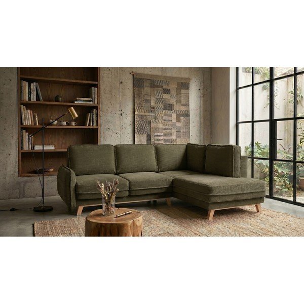 Zelena sklopiva kutna garnitura od samta (s desnim kutom) Tori – Bonami Selection-image-1