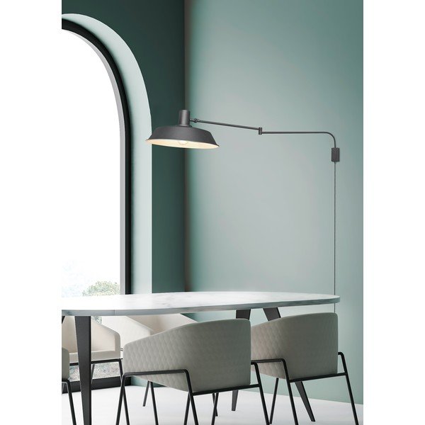 Mat crna zidna lampa sa savitljivom konstrukcijom s utikačem ø 35,5 cm Bolder – Trio-image-3