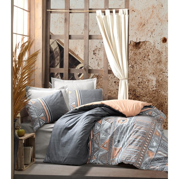 Pamučna posteljina s plahtom Cotton Box Adiel, 200 x 220 cm