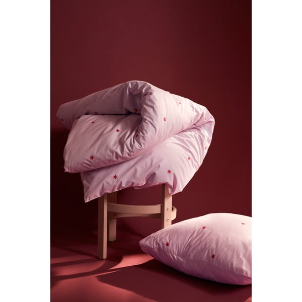 Ružičasta posteljina za krevet za jednu osobu od pamučnog perkala 140x200 cm Daisy – JUNA-image-2