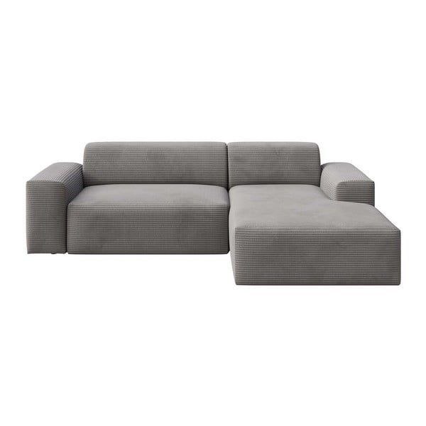 Siva sklopiva/s prostorom za odlaganje kutna garnitura od samta (s desnim kutom/s ležaljkom) Villet – Rodier