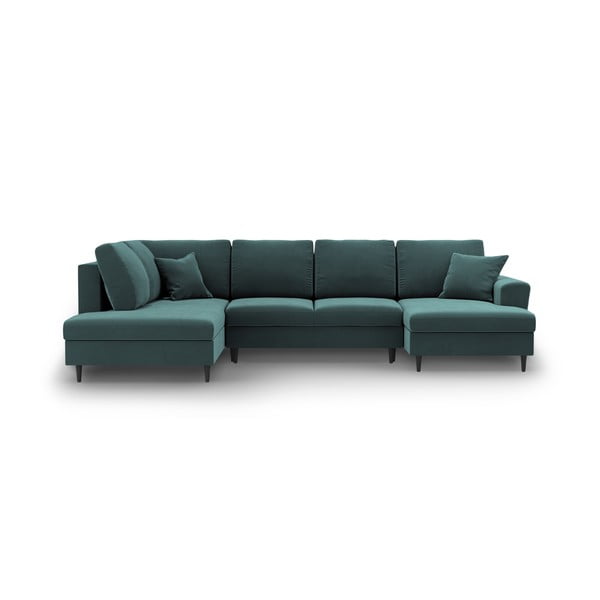 Petrolej zelena baršunasti sklopiva/s prostorom za odlaganje kutna garnitura (s lijevim kutom/u obliku slova "U") Kyoto – Cosmopolitan Design