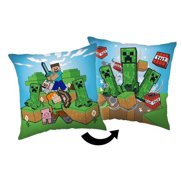 Dječji jastuk od mikropliša 40x40 cm Minecraft Creeper Rush – Jerry Fabrics