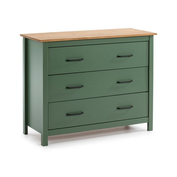 Zelena/u prirodnoj boji niska komoda od masivnog bora 100x80 cm Miranda – Marckeric-image-2
