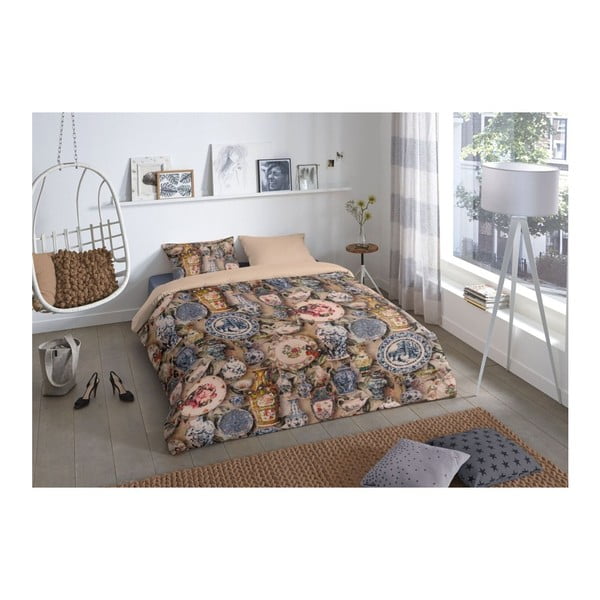 Pamučna posteljina za bračni krevet Vaza Dobro jutro, 200 x 200 cm-image-1