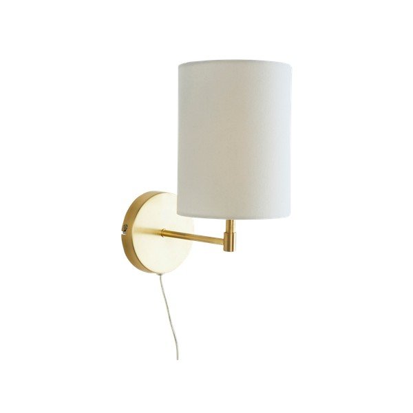 Krem/mjedena tekstilna zidna lampa s utikačem Seth – Jotex-image-4