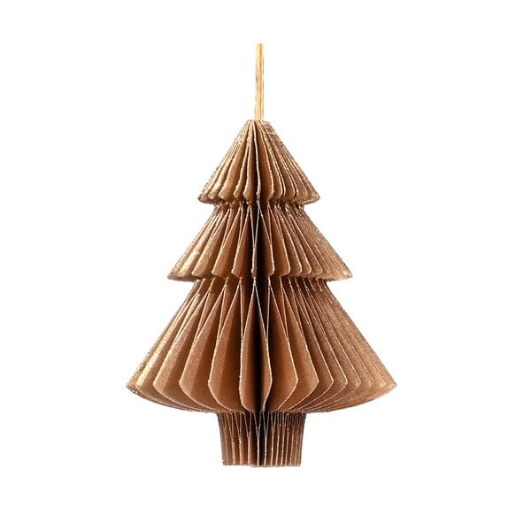 Zlatno-smeđa papirnata božićna dekoracija u obliku božićnog drveta Only Natural, dužina 10 cm