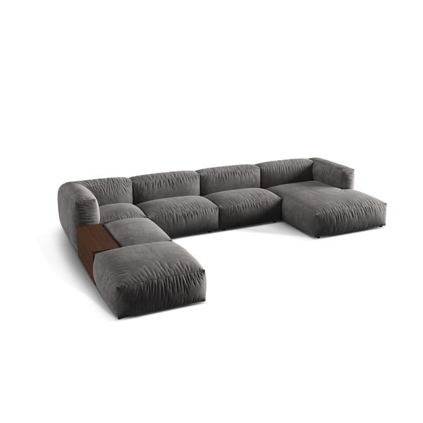 Siva baršunasti kutna garnitura (s lijevim kutom/u obliku slova "U") Martina – Micadoni -image-1