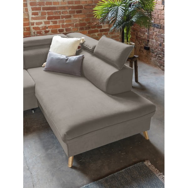 Svjetlo smeđa baršunasta sklopiva kutna garnitura (s lijevim kutom/u obliku slova "U") Sweet Harmony – Miuform-image-4