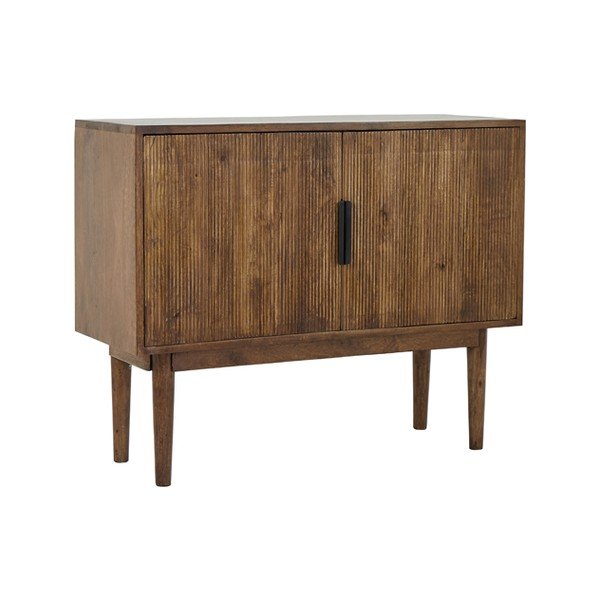 Tamno smeđa niska komoda od masivnog drveta 100x80 cm Bitika – Light & Living-image-2