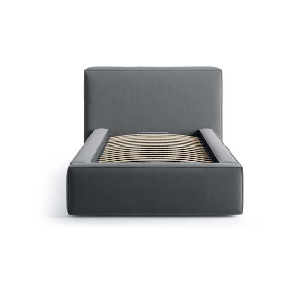 Sivi tapecirani krevet s prostorom za odlaganje s podnicom 90x200 cm Jodie – Micadoni -image-3