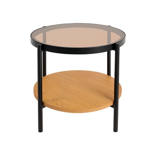 Okrugao pomoćni stol sa staklenom pločom stola ø 48 cm Hassel – Unique Furniture