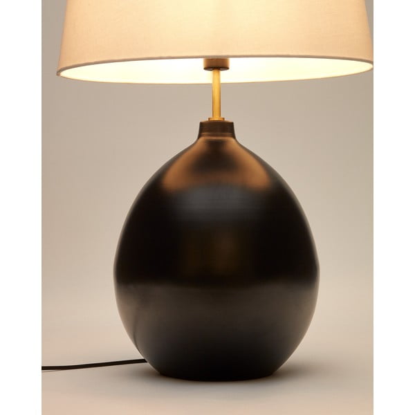 Crno-bijela stolna lampa s tekstilnim sjenilom (visina 72 cm) Foixa – Kave Home-image-3