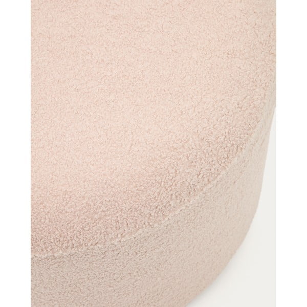 Svijetlo ružičasti tabure od bouclé tkanine Kaeli – Kave Home-image-1