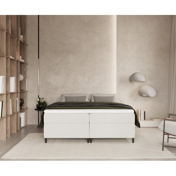 Krem boxspring krevet s prostorom za pohranu 200x200 cm Araya – Maison de Rêve-image-4