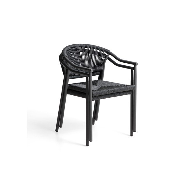 Tamno siva vrtna stolica od ratana Livadia – Kave Home-image-3