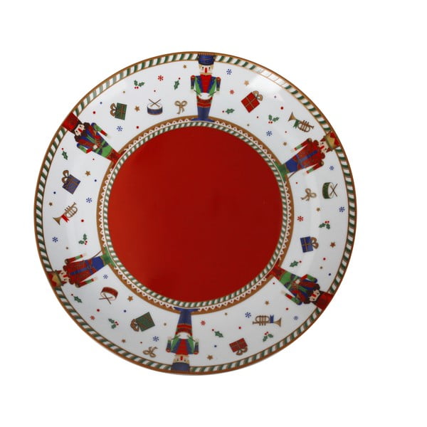Crveno-bijeli božićni porculanski tanjur ø 30 cm Piatto - Brandani