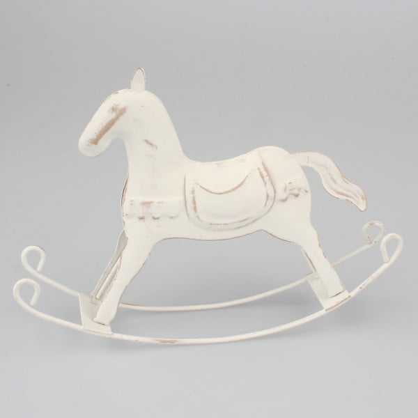 Bijeli metalni ukrasni konj Dakls, visina 18 cm