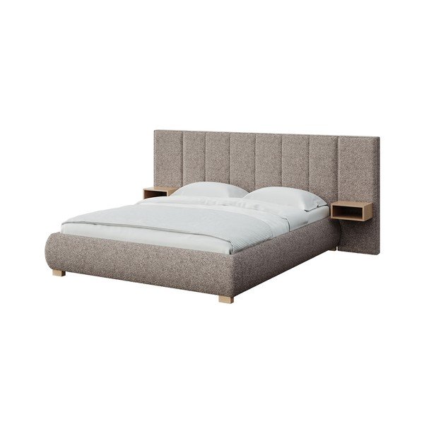 Svjetlo smeđi tapecirani bračni krevet s podnicom 140x200 cm Fioro – MESONICA