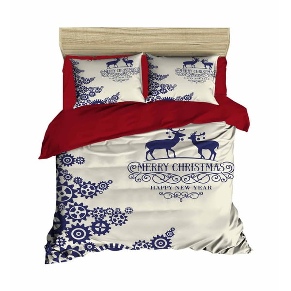 Božićna posteljina za bračni krevet s plahtama Yves, 200 x 220 cm