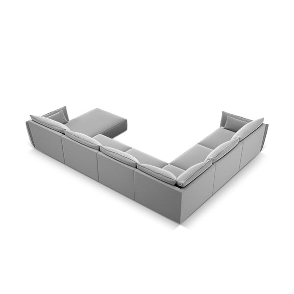 Svijetlo siva baršunasti kutna garnitura (s lijevim kutom/u obliku slova "U") Vanda – Mazzini Sofas-image-3