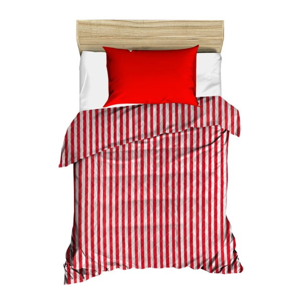 Prošiveni prekrivač na crveno-bijele pruge Stripes, 160 x 230 cm
