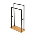 Crni stalak za ručnike s bambusovom bazom Wenko