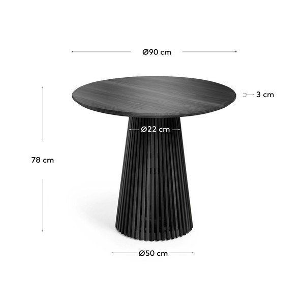 Okrugao blagovaonski stol od masivne indijske lipe ø 90 cm Jeanette – Kave Home-image-4