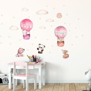 Ružičaste dječje zidne naljepnice Ambiance Balloons and Stars